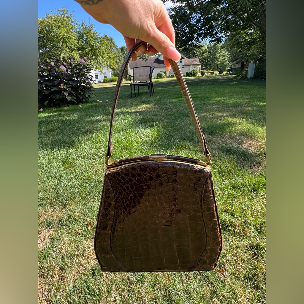 50s Vintage Crocodile Handbag